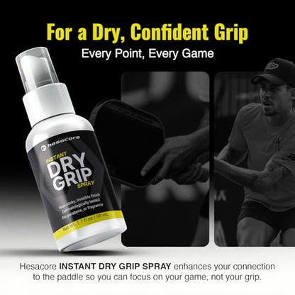 Hesacore Instant Dry Grip Spray | Fast-Drying, Non-Sticky Formula | Creates a Dry Hand Feel for Pickleball & Racquet Sports