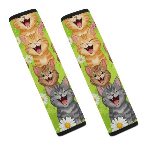 2 Pack Universal Fit Car Seat Belt Pad for Adult Use, All Vehicles, Funny Cats Seat Belt Covers Cushion, Anti-Slip Pad - color: Pattern 800