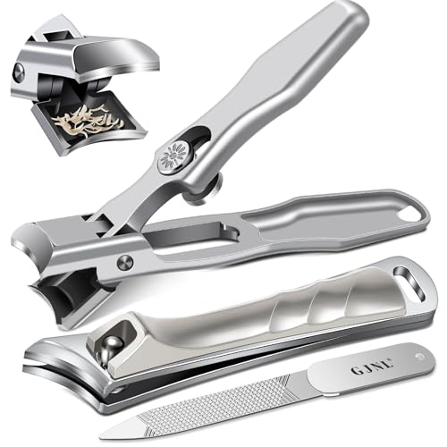 Toenail Clippers for Thick Toenails, Slanted Nail Clippers for Men | Stainless Steel Edgy Nail Clipper for Thick Nails, Portable Ultra Sharp Nail Clippers Set with Nail File