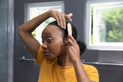 GranNaturals™ Teasing Boar Bristle Brush for Slicking Back Hair, Smoothing Ponytail Bun, Backcombing, Edge Control & Hair Sectioning - Wooden Slickback Hairbrush for a Sleek & Smooth Hairstyle
