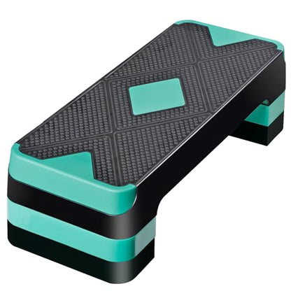 HomGarden Adjustable Workout Aerobic Stepper in Fitness & Exercise Step Platform Trainer Stepper w/Risers Adjust 4"-6''-8'' - color: Green