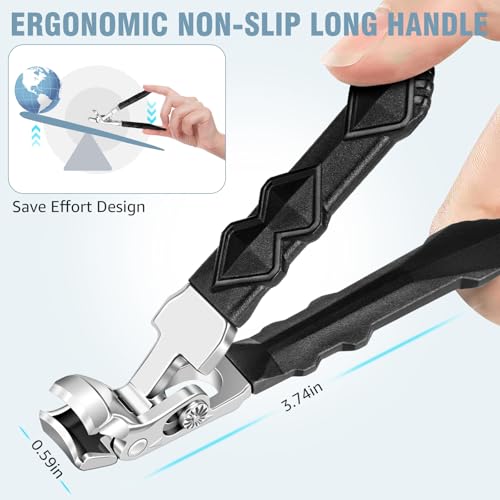 2026 Toenail Clippers for Thick Toenails, Angled Head Large Toe Nail Clippers with Wide Jaw Opening, Super Sharp & Durable Thick Toenail Clippers with Comfort Grip Long Handle for Seniors Men Women - style: Sliver Angled Nail Clippers