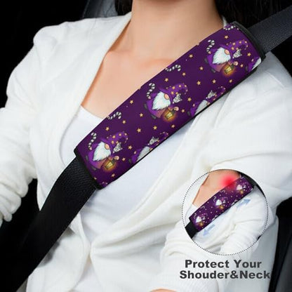 2PCS Cartoon Sleepy Gnome Purple Seat Belt Shoulder Pad Soft Padded Harness Pads Strap for Adults and Children, All Vehicles, Anti-Slip Pad - color: Pattern 343