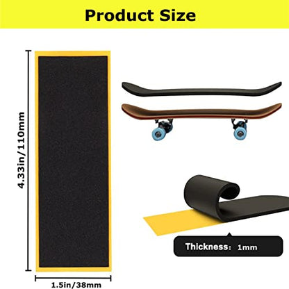 WINDIR 24Pcs Foam Grip Tape +1 Finger Pant for Fingerboards, 38 * 110mm Professional Black Wooden MiNi Skateboards (24+1) - color: 24pcs+1 Finger Pant