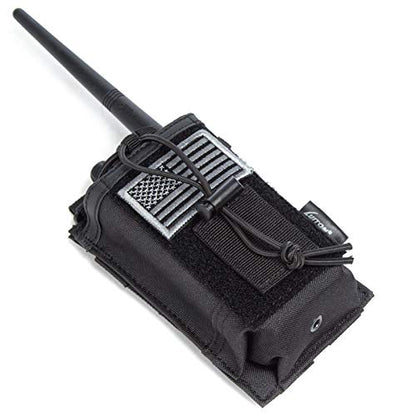 Tactical Molle Radio Holster Holder Case Military Heavy Duty Pouch Bag for Two Ways Walkie Talkies Adjustable Storage with 1 Pack Patch