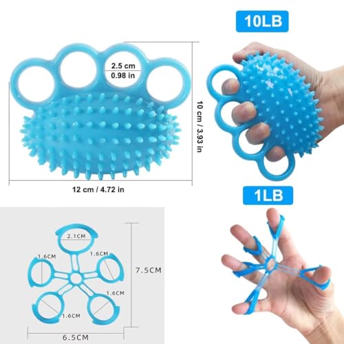 Hand Grip Strengthener Finger Exerciser Ball for Hand Physical Therapy, Stroke, Arthritis, Stress Relief, Muscles Massage, Gifts for Elderly Parents - color: Blue
