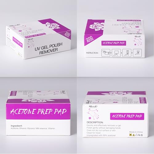 GELLEN Nail Cleanser Pads and Polish Remover Pads 400 Pack with Tools | Acetone Nail Polish Remover Pads, Alcohol Wipes for Nails, Quick & Easy Removal, Individually Wrapped for Perfect Nail Art - size: 402PCS (Remover Pads Included)