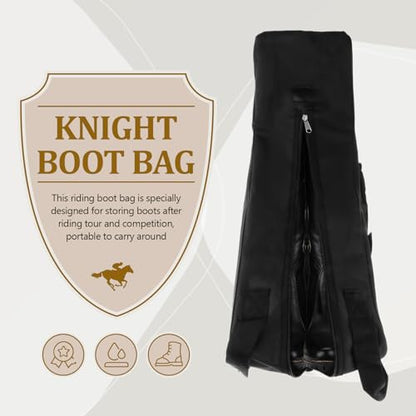 Portable Boot Bag, Horse Riding Tall Boot Bag with Handle, Equestrian Equipment Organizer with Sturdy Oxford Cloth and Leather Boot Carry Bag, Knight Boot Bag for Storage