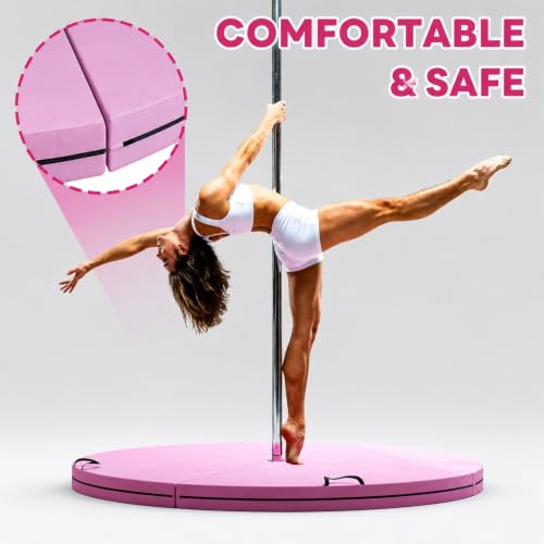 Folding Portable Pole Dance Crash Pad, Fitness Gymnastic Yoga Safety Protection Pad, Round Foldable Aerial Yoga Mat for Pole Dancing, Gymnastics, Aerial Hoop - size: 120*3cm/47.2*1.2in