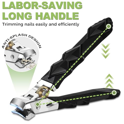 Toenail Clippers for Thick Nails, Nail Clippers Set, 5pcs with Leather Case | Toe Nail Clippers for Thick Nails for Seniors | Long Handled Nail clippers for Men | Sharp Slanted Ingrown Toenail Clippers