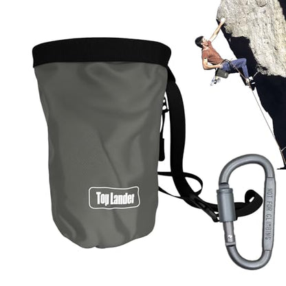 Rock Climbing Bag Anti-Slip Multifunctional Flexible | Waterproof for Climbing Bouldering Gymnastics Fitness Weight-Lifting Strongman Gym Workout Bouldering Chalk Pouch Climbing - color: Gray powder bag + D-shaped buckle