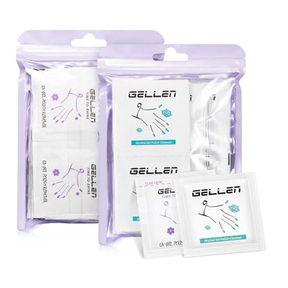 GELLEN Nail Cleanser Pads and Polish Remover Pads 100 Pack, Quick & Easy | Acetone Nail Polish Remover Pads, Alcohol Wipes for Nails Individually Wrapped Travel Set for Perfect Nail Art - size: 100PCS (Remover Pads Included)
