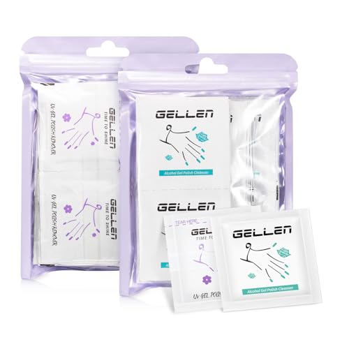 GELLEN Nail Cleanser Pads and Polish Remover Pads 100 Pack, Quick & Easy | Acetone Nail Polish Remover Pads, Alcohol Wipes for Nails Individually Wrapped Travel Set for Perfect Nail Art - size: 100PCS (Remover Pads Included)