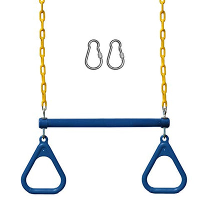 Jungle Gym Kingdom Swing Sets for Backyard, Monkey Bars & Swingset Accessories - Set Includes 18" Trapeze Swing Bar & 48" Heavy Duty Chain with Locking Carabiners - Outdoor Play Equipment (Blue) - color: Blue