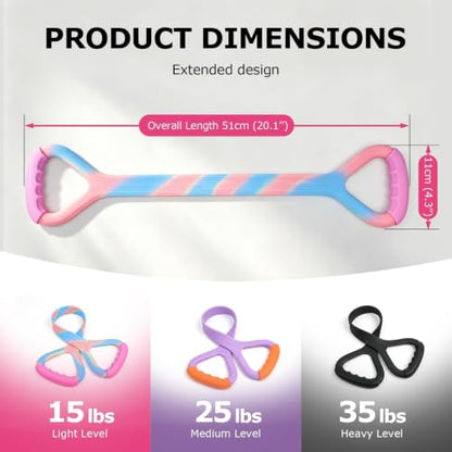 Figure 8 Resistance Band with Handles, Elastic Bands for Working Out,Arm,Back,Shoulder Training Elastic Ropes - color: Colorful/Purple/Gray