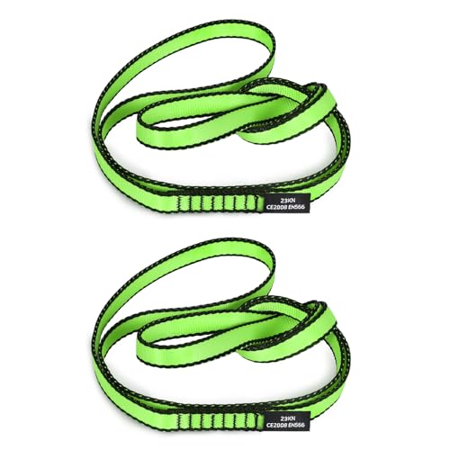 18MM Nylon Climbing Sling Runner 23KN CE2008/EN566 Strong Webbing Straps for Rock Climbing,Mountaineering, Rappelling, Swing, Yoga Hammock etc - color: Green, size: 90cm/ 35inch |Pack of 2