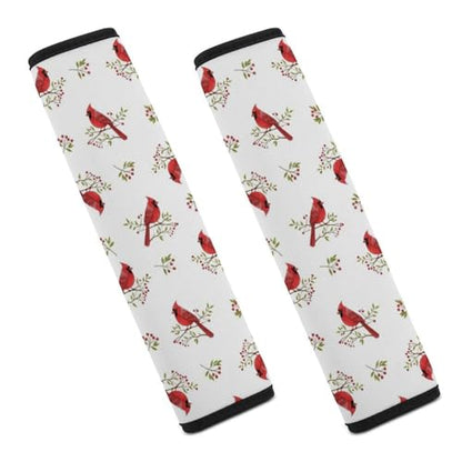 1 Pair Universal Fit Seat Belt Cover for Elderly Support, Most Cars, Cardinal Bird Red Seat Belt Cushion, Neck and Shoulder Support - color: Pattern 464