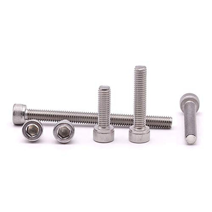 M6-1.0 x 16mm (50 Pack) Stainless Socket Head Cap Screws, 304 Stainless Steel 18-8, Plain Finish, Full Thread Coverage, by RoyceMart - size: M6-1.0 x 16mm