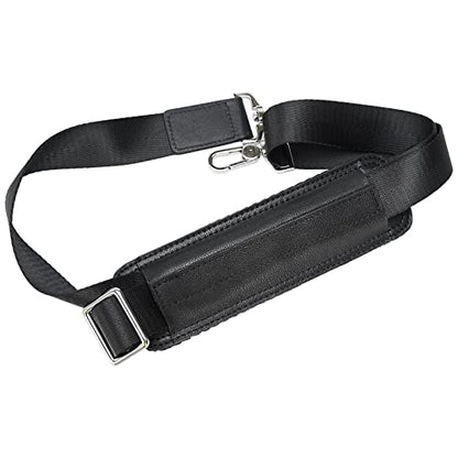 Full Grain Leather Shoulder Strap - Replacement Bag Straps for Laptop Briefcase, Messenger, Duffel, Crossbody, Travel Bags - color: Black Pad