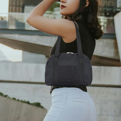 Mini Gym Bag for Women Girls, 12 inch Small Gym Tote, Lightweight Small Carry On Duffle Bag for Travel Sports - color: Black