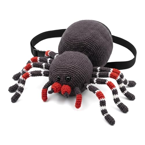 Black Spider Rock Chalk Bag, Funny Outdoor Rock Climbing Powder Bag with Adjustable Waist Belt, Drawstring Closure Bouldering Chalk Pouch for Climbers