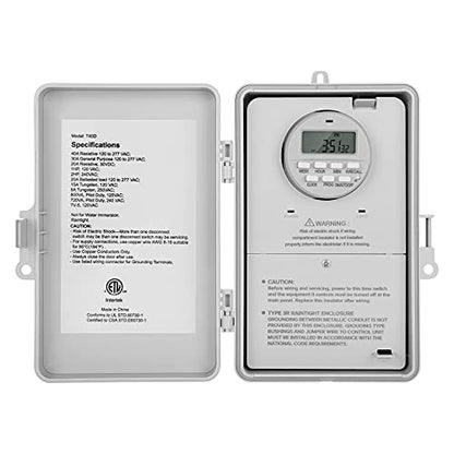 SURAIELEC Digital Pool Timer, 7-Day Programmable Digital Timer Switch, 40 AMP, 2HP, 120, 240, 277 VAC, Outdoor Indoor Heavy Duty Controller Box for Pool Pump, Water Heater, Lights, Powerful Appliances - style: 120-277VAC 1-2HP