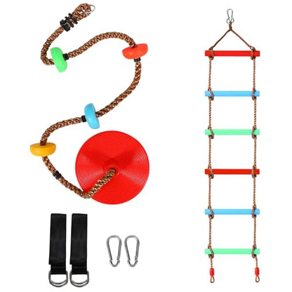 RedSwing Rope Ladder and Disc Swing Seat Combo for Kids, Climbing Ladder for Swing Set, Hanging Rope Ladder with Strap and Snap Hook, Great for Play Set, Outdoor, Tree House, Playground | Climbing Ladder for Swing Set, Hanging Rope Ladder with Strap and S