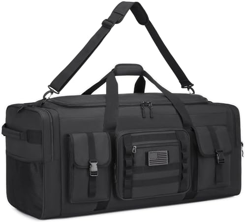 135L 37" Extra Large Duffle Bag for Men - Heavy Duty Duffle Bag for Travel with Adjustable Shoulder Strap Sports Gym Equipment Bag for Soccer/Baseball/Basketball/Hockey - color: Black
