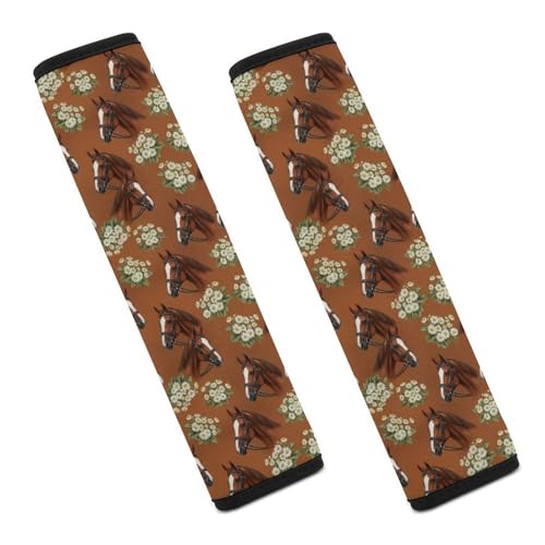 2 Piece Animals Horse Floral Car Seat Straps Shoulder Pads Universal Fit Automotive Seat Belt Protector for Kids, Car Seats Pushchair Strollers High Chair Pushchair - color: Pattern 102