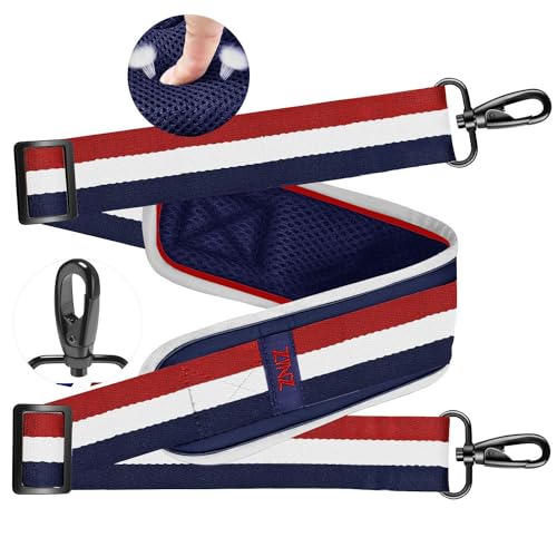 ZINZ Ultra-Thick Fixed Pad Shoulder Strap 76-inch Universal Bag Strap with Breathable Cushion and Dual Balanced Adjustable Buckles for Laptop Bag Luggage Messenger Bag Crossbody etc -Stripe-BWR - color: Stripe-bwr