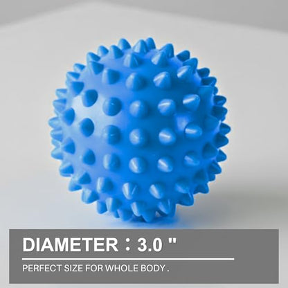 LEZER Spiky Massage Ball, Trigger Massage Point, Plantar Fasciitis, Deep Tissue Myofascial Release Tool, Foot Massager, Muscle Knot Relief, Physical Therapy, 3 in（Blue） - style: 01－3.0 in
