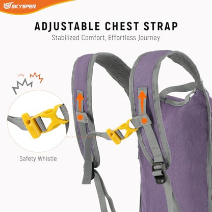 SKYSPER 15L/20L Foldable Hiking Backpack Lightweight Packable Travel Daypack with Chest Strap Small Folding Pack for Walking - color: Purple, size: 20l