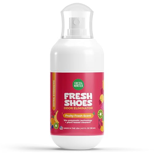 Fresh Monster Kids Deodorizing Shoe Spray, Fruity Fresh, 4 oz | Natural Shoe Deodorizer Spray with All-Day Odor Protection, Bio-Enzyme Technology, Eliminates Odors, Toxin-Free, Made in USA