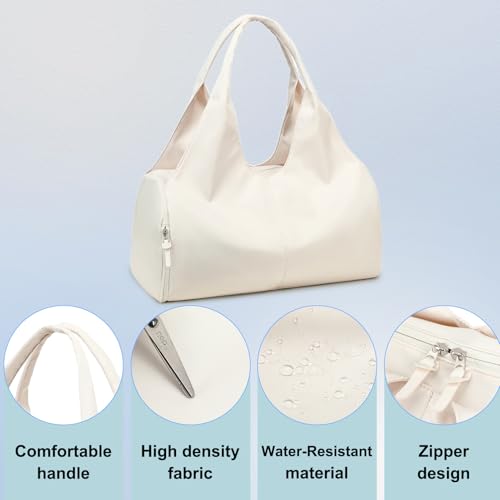 forestfish Yoga Gym Bag for Women with Shoes Compartment & Wet Dry Storage Pockets Lightweight Duffel Bag, Beige - color: Beige
