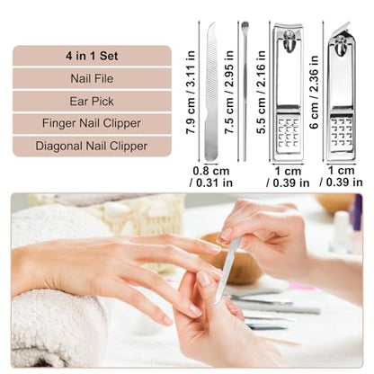 20 Sets Manicure Set Bulk, Nail Clippers Kit Stainless Steel Fingernail Clippers Set, Sturdy Nail Tip Cutter Trimmers Professional Grooming Toenail Clippers Personal Pedicure Kits Gift (Pink 4 in 1) - color: Pink