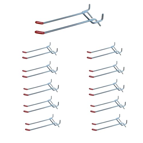 Double Arm Pegboard Hooks 10-Pack Metal - Dual Pegboard Hooks for Hanging Tools, Organizer Accessories for Garage, Shop, Office & Workshop (3.74inch) - size: 3.74inch