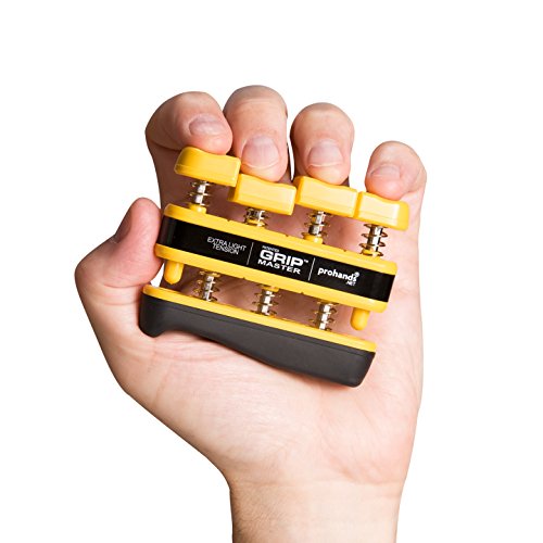 Prohands Gripmaster Hand Exerciser, Finger Exerciser (Hand Grip Strengthener), Spring-Loaded, Finger-Piston System, Isolate & Exercise Each Finger - color: Yellow - Gripmaster, size: 3 lb (X-Light Tension)