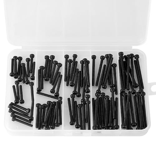 M3 x 20mm 25mm 30mm 35mm 40mm Hex Socket Head Cap Screws Bolts, 12.9 Grade Alloy Steel, Black Oxide Finish, Metric Allen Hex Drive, Machine Fully Threaded, Assortment Kit 100PCS - size: M3 x 20/25/30/35/40mm (100PCS)