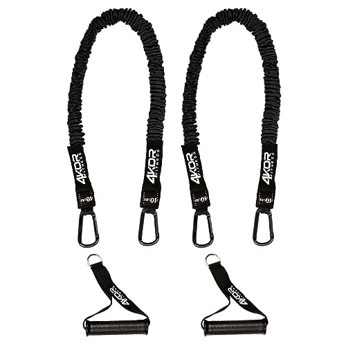 Resistance Cords - Shoulder and Core Resistance Bands - Perfect for Dynamic Warmups and Rehab - Deluxe Pair of 2 Black Cords and 2 Universal Handles - 4KOR Fitness - color: 40 lbs
