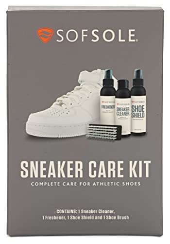 Sof Sole Shoe Care Kit with Cleaner, Shoe Shield Waterproofer and Scrub Brush for Sneakers and Boots - style: Sof Sole Athletic Shoe/Sneaken Care Kit With Cleaner, Deodorizer, and Brush
