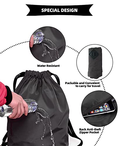 Peicees Waterproof Drawstring Sport Bag Lightweight Sackpack Backpack for Men and Women | Waterproof - color: Wine Red