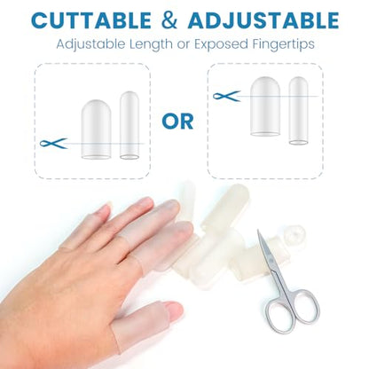 20Pcs Gel Finger Cots, Small Silicone Finger Protectors Sleeves, Fingertip Cover Caps to Heal Cracked, Eczema, Peeling, Hangnails, Corn, Calluses - size: medium and Small