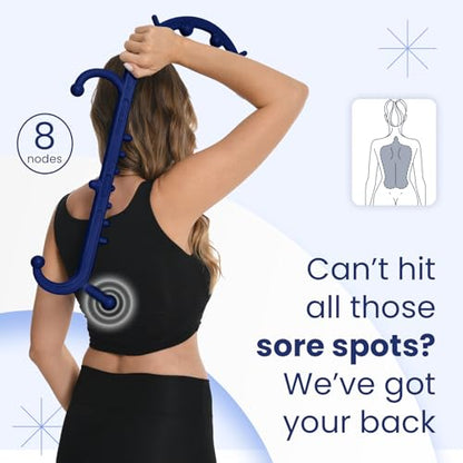 Ranarose Deep Tissue Back & Neck Massager - Back Massager Stick for Pain Relief, Muscle Knot Remover, Trigger Point Massage Tool for Full Body, Shoulders, Legs - Pressure Point Massage Tool - color: Dark Navy Blue