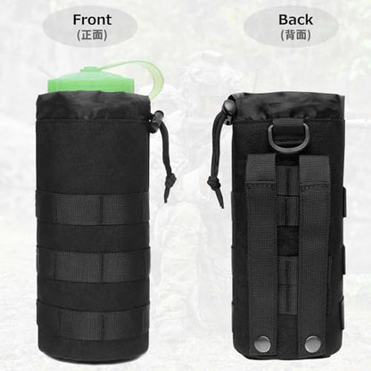 Azarxis Molle Pouches, Tactical Compact EDC Small Utility Pouch Waist Bags Sundries Storage Admin Organize Gear Gadget for Military Backpack - color: #08 Black - Water Bottle Pouch - 2 Pack
