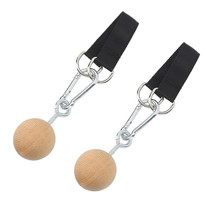 Wooden Pull Up Balls, Rock Climbing Holds Training Set, Arm Strength Trainer with Stainless Steel Hook and Loop, Durable Nylon Webbing for Home Workout and Travel Fitness