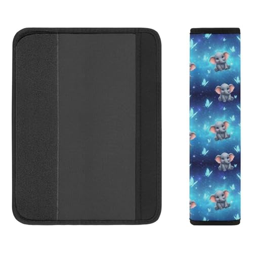 Universal Fit Seat Belt Shoulder Pad for Adult Use, Most Cars, 2 Pack Cute Butterfly Elephant Harness Pads Strap Pressure Relief - color: Pattern 686