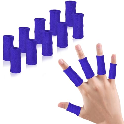 Finger Compression Sleeves Support, Finger Protectors Cots for Arthritis Swelling Basketball Sport, Breathable Elastic (10, Blue, One Size) - color: Blue