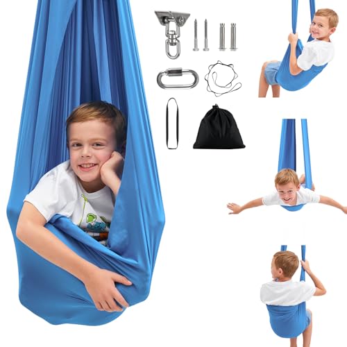 Sensory Swing,Therapy Swing for Kids with Special Needs (Hardware Included),Sensory Swing for ADHD, Autism, Sensory Processing,Therapy Swing - color: Blue