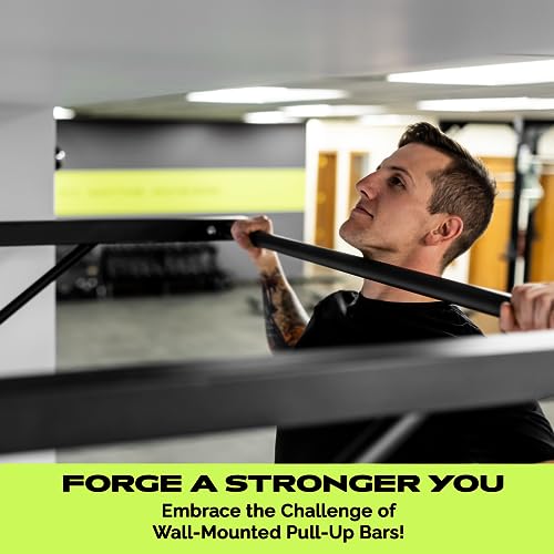 Rage Fitness Heavy-Duty Wall Mounted Pull Up Bar - 500 lbs Weight Capacity | Maintain Upper Body Strength & Core Stability | Space Efficient Steel Chin Up Black Bar for Home & Gym Versatile Workouts