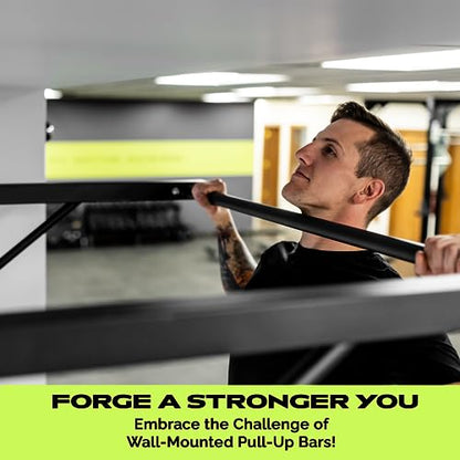 Rage Fitness Heavy-Duty Wall Mounted Pull Up Bar - 500 lbs Weight Capacity | Maintain Upper Body Strength & Core Stability | Space Efficient Steel Chin Up Black Bar for Home & Gym Versatile Workouts